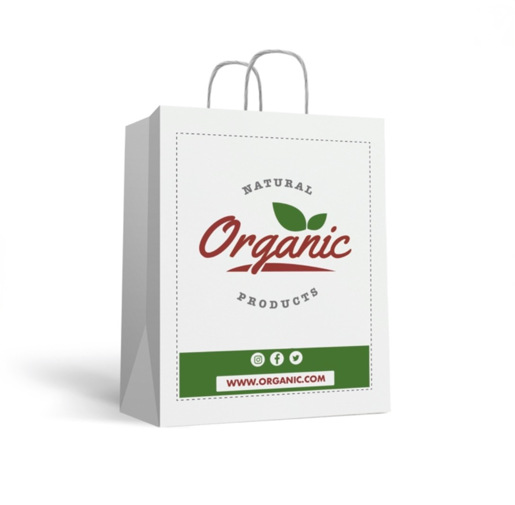 Bolsas de Papel Blanca, con asas retorcidas. Impresa (24x32cm, 1 Cara, 100 unidades)